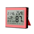 thumbnail image 1 of Thermometer with Digital Atomic Clock, Large Display with Adjustable Backlight, Inside Outside Temperature Humidity Monitor, Home Weather Thermometer(Pink), 1 of 8
