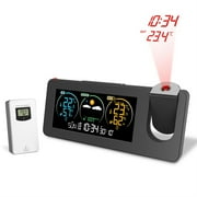 Thermometer Digital Projection Clock with Sensor Weather Station Wireless Indoor Outdoor Weather Forecast Thermo-hygrometer ,Excellent Visual Experience