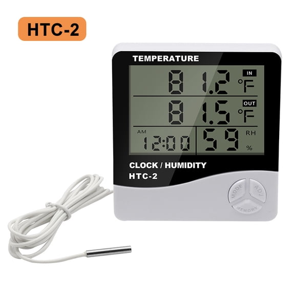 Thermometer Hygrometer Electronic Temperature Humidity Tester Meter Clock Alarm Indoor Outdoor Probe High accuracy LCD Digital