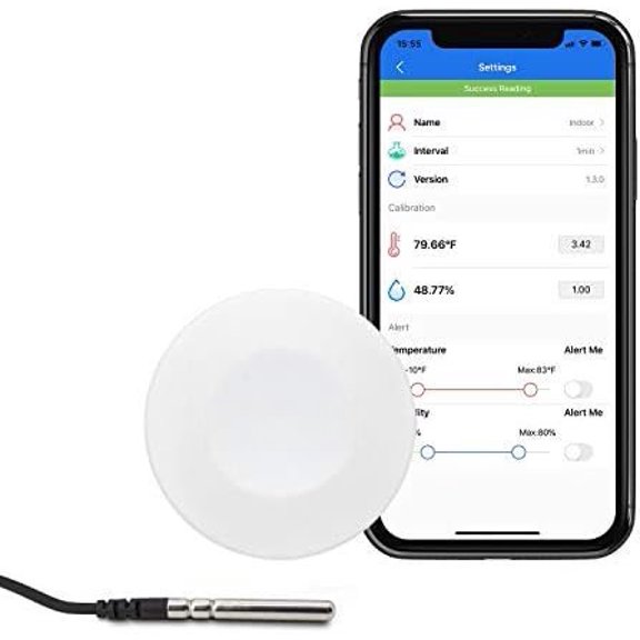 Thermometer and Hygrometer Sensor Data Logger with External Probe for Android and iOS, for Storage Brewing Reptiles Instrument IBS-TH1( not Included)