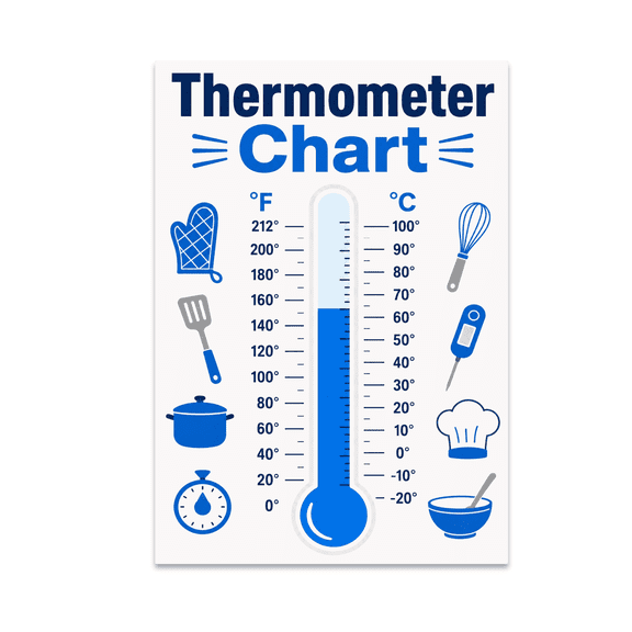 Thermometer Measurement Chart - Home Cooks - 13x19 Poster Print
