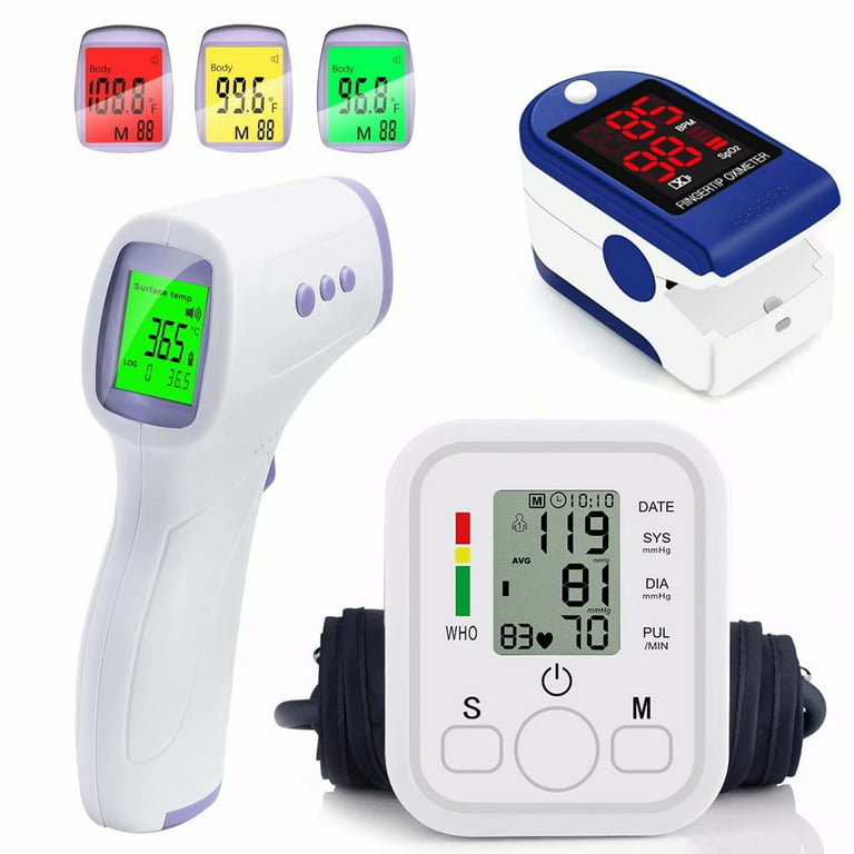 Bwell Smart Health Monitors Set – Arm Blood Pressure Monitor Pulse Oximeter & Forehead Thermometer