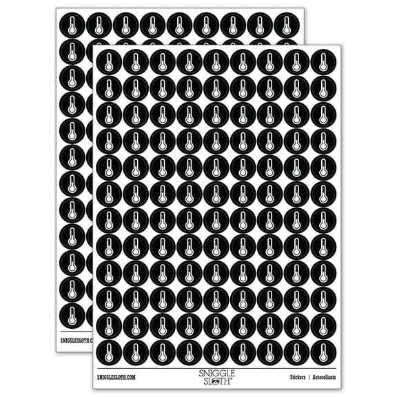 Thermometer Symbol 200+ Round Stickers - Black - Gloss Finish - 0.50" Size