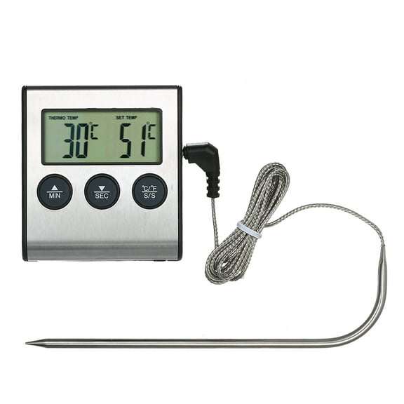 Thermometer,With Alarm Function 0~250c Thermometer With Bbq Steak Barbecue Lcd Temperature Kitchen Alarm Function Lcd Kitchen Bbq Steak Thermometer 0~250c Thermometer Xibany Silver