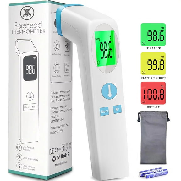 Thermometer for Adults, High Accuracy, No-Touch Digital Thermometer with Fever Alarm and Memory Function, Ideal for Babies, Kids, Home and Office Use