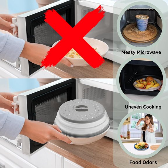Thermoplastic Rubber Microwave Splatter Cover,Microwave Cover for Food Fruit Drainer,BPA-Free Kitchen Gadget for Meal Prep10.5 inch (GREY)$$Home Decor, Kitchen, & Other