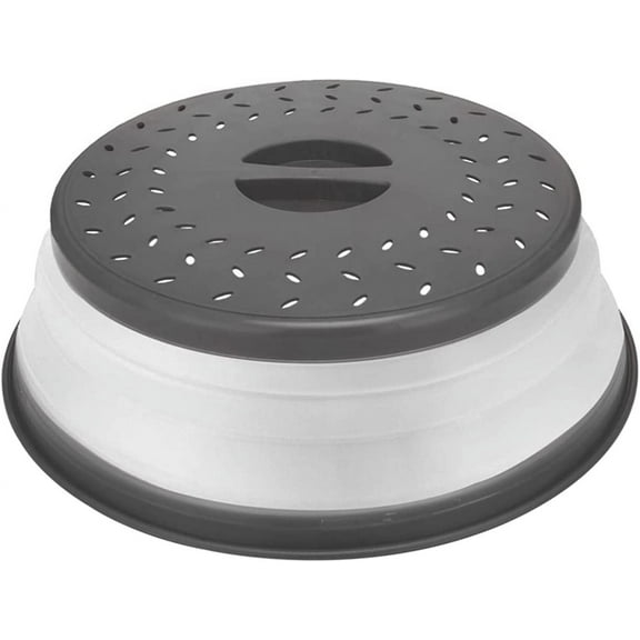 Thermoplastic Rubber Microwave Splatter Cover ,Microwave Cover for Food Fruit Drainer,BPA-Free Dishwasher Safe 10.5 inch (Grey)
