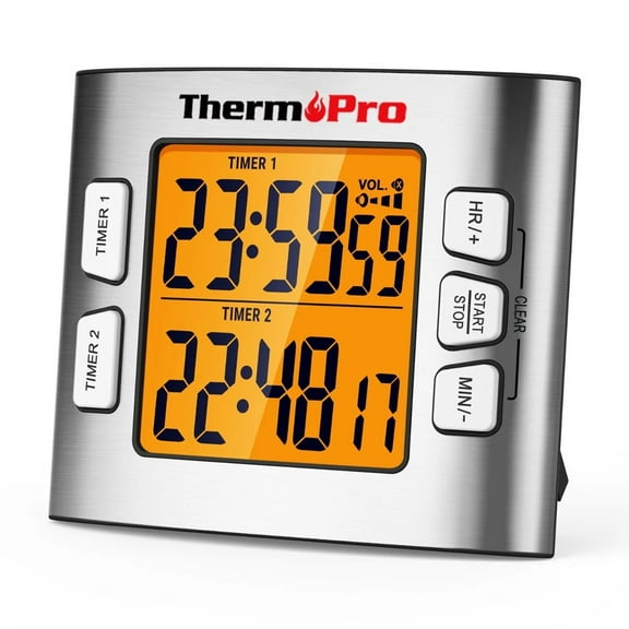 Thermopro Tm02 Digital Lcd Kitchen Timer Dual Countdown Cooking Timer Loud Alarm
