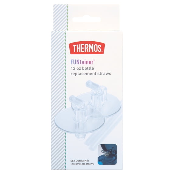 Thermos 12 OZ Funtainer Water Bottle Replacement Straws, 2 Pack