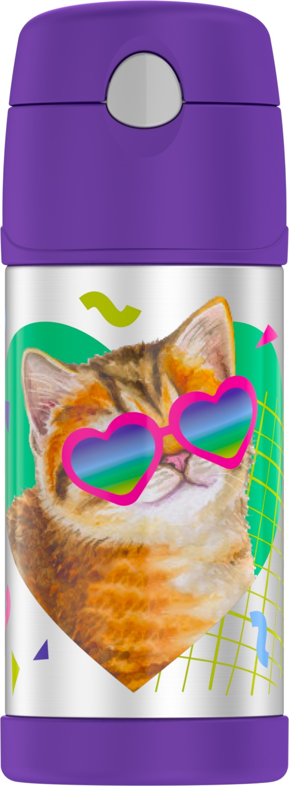 Thermos 12 Oz Funtainer Vacuum Insulated Stainless Steel Straw Bottle Cat - image 1 of 5
