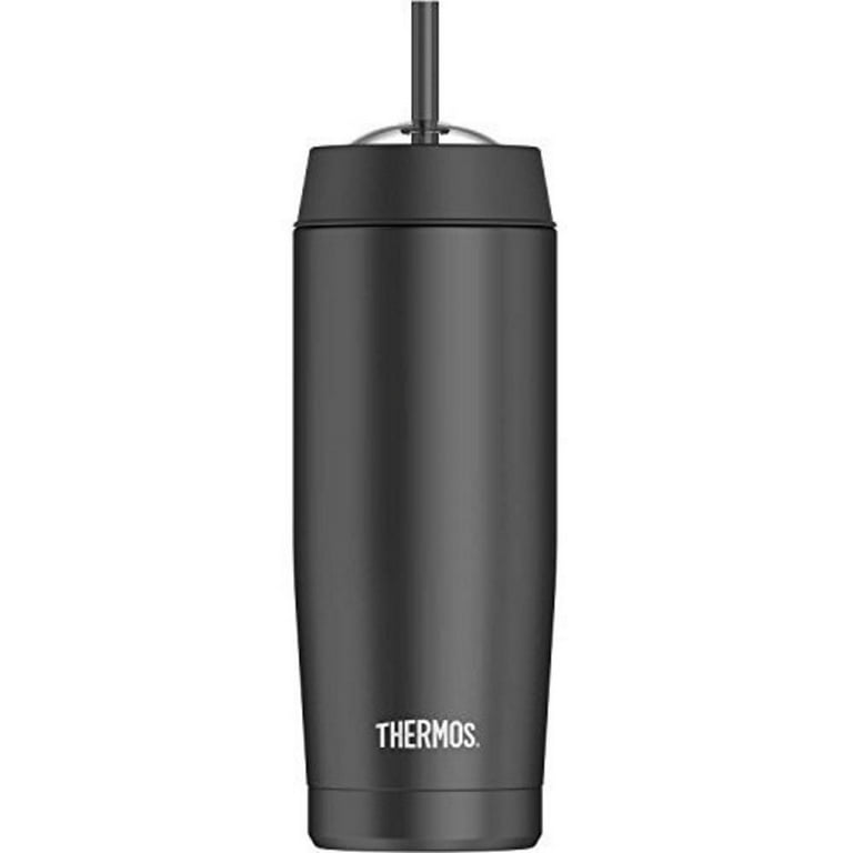 Thermos 16 Ounce Vacuum Insulated Cold Cup with Straw Black