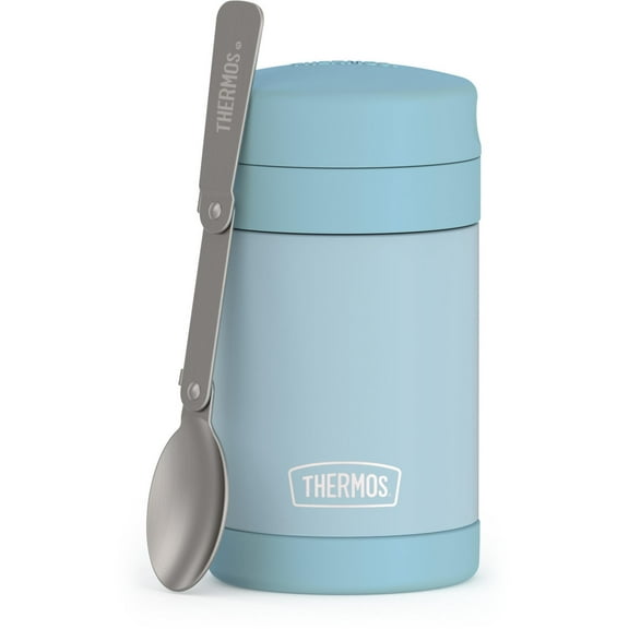 Thermos Vaccum Insulated Stainless Steel Food Jar with Spoon, 16oz, Glacier Blue, Ideal Use for Workday Meals and Travel, Made for Portable Food Storage, Dishwasher Safe, For Hot and Cold Food