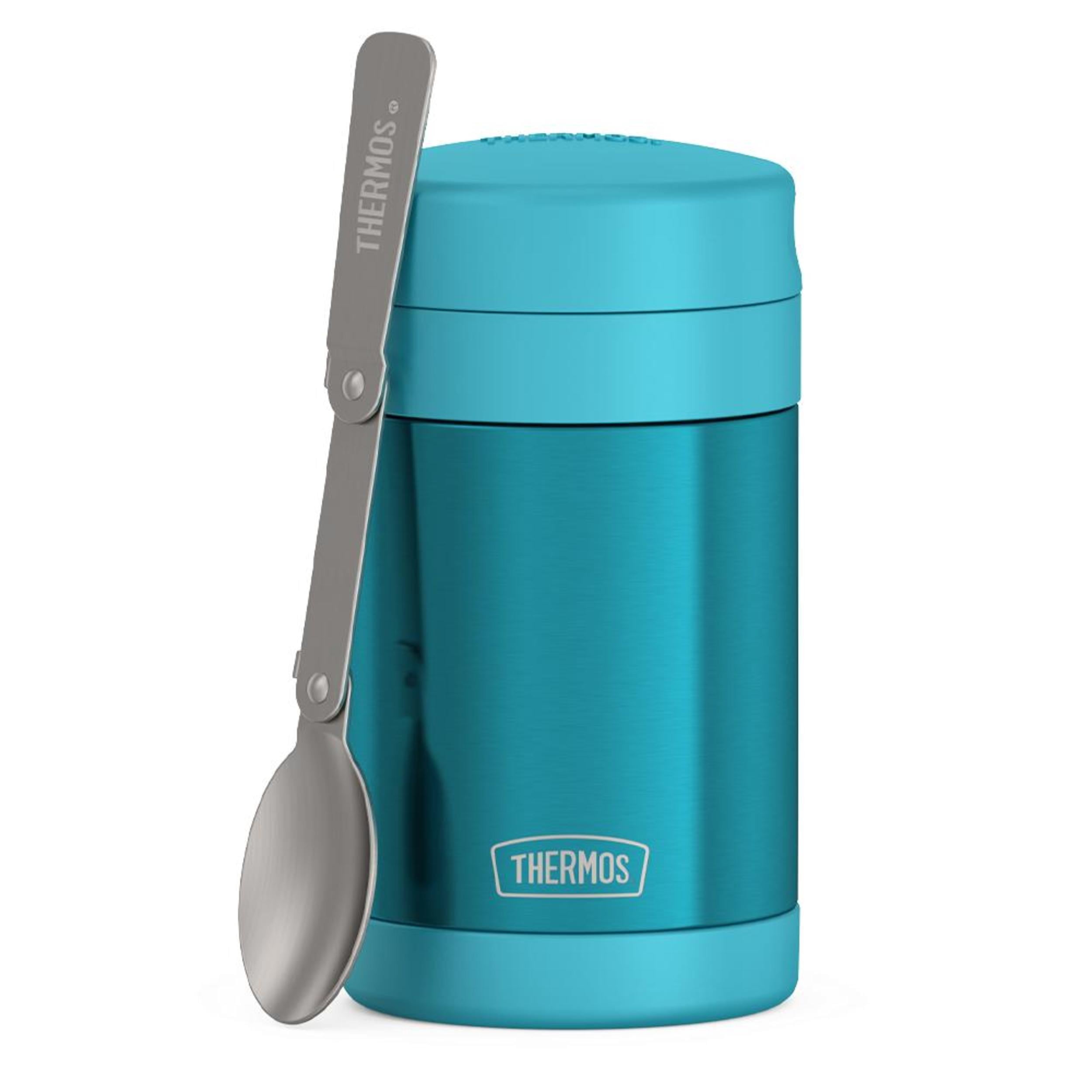 Thermos Vacuum Insulated Food Jar with Folding Spoon, Teal, 16 Ounce