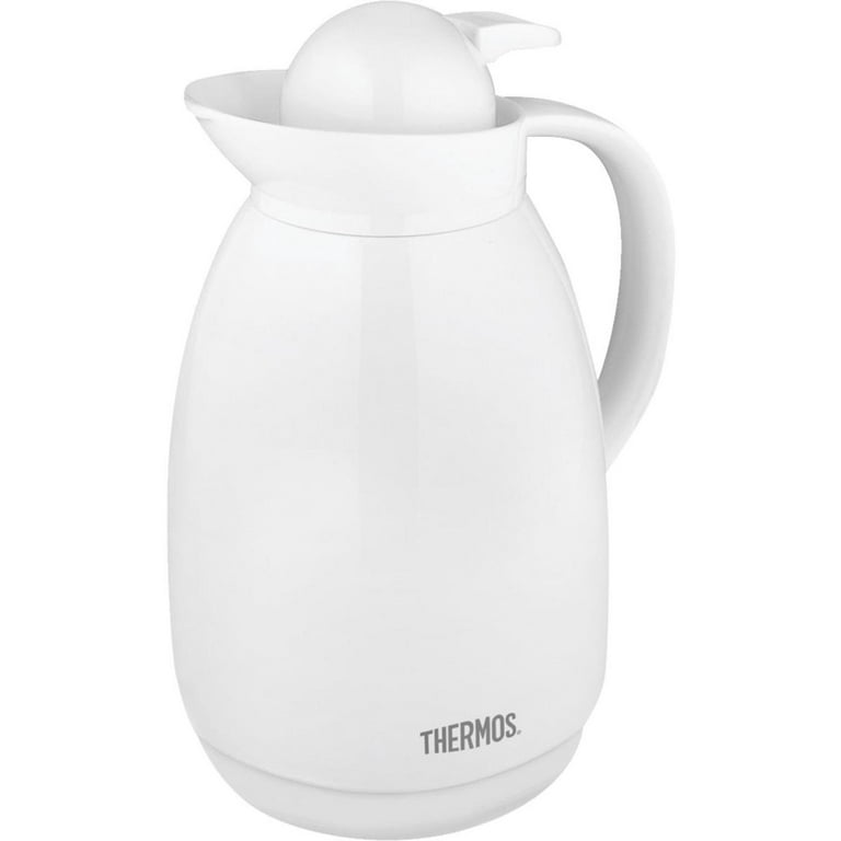 Thermos Coffee Carafe 35 oz Model 1013 White Hot Cold Glass Insulated  Pitcher
