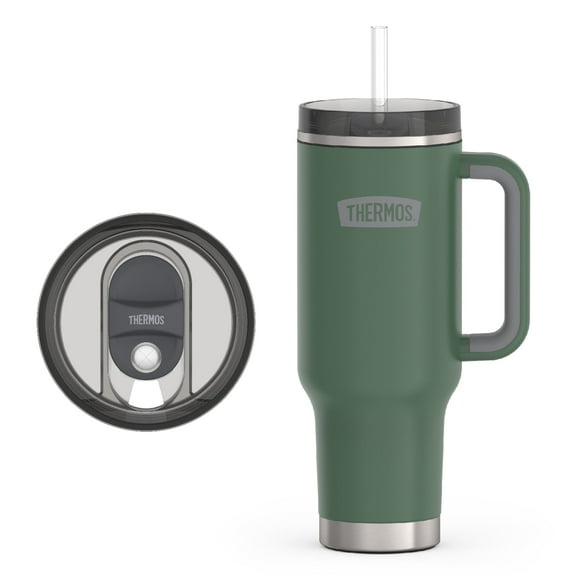 Thermos 40 oz Stainless Steel Cupholder Mug w/ Straw Alpine Green