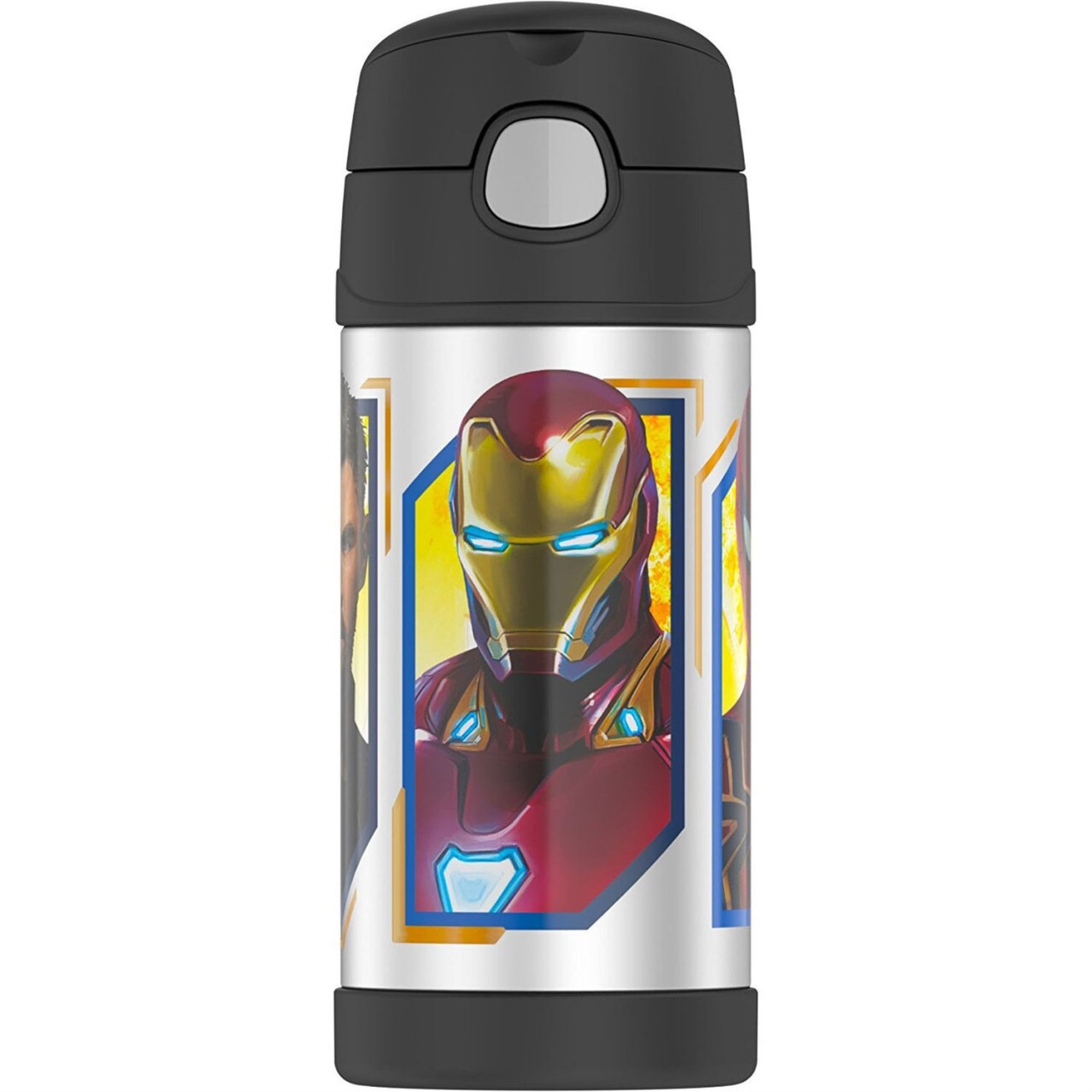 Thermos Funtainer 12 Ounce Stainless Steel Vacuum Insulated Kids Straw Bottle, Avengers