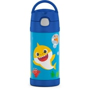 Thermos Funtainer 12 Ounce Stainless Steel Vacuum Insulated Kids Straw Bottle, Baby Shark