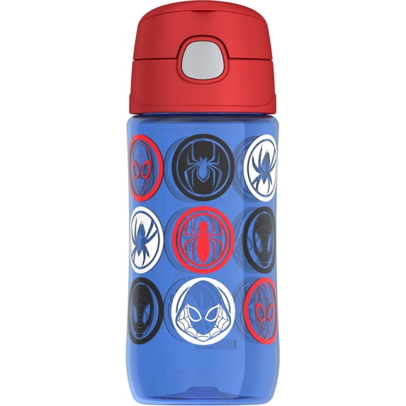 Thermos Kids Plastic Water Bottle with Spout, Spiderman, 16 oz
