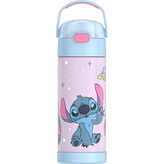 Thermos Kids Stainless Steel Funtainer Water Bottle with Straw, Dishwasher Safe, Leak Proof, Stitch, 14 Fluid Ounces
