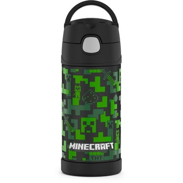 Thermos Stainless Steel Funtainer Water Bottle with Straw, Minecraft, 12 Fluid Ounces