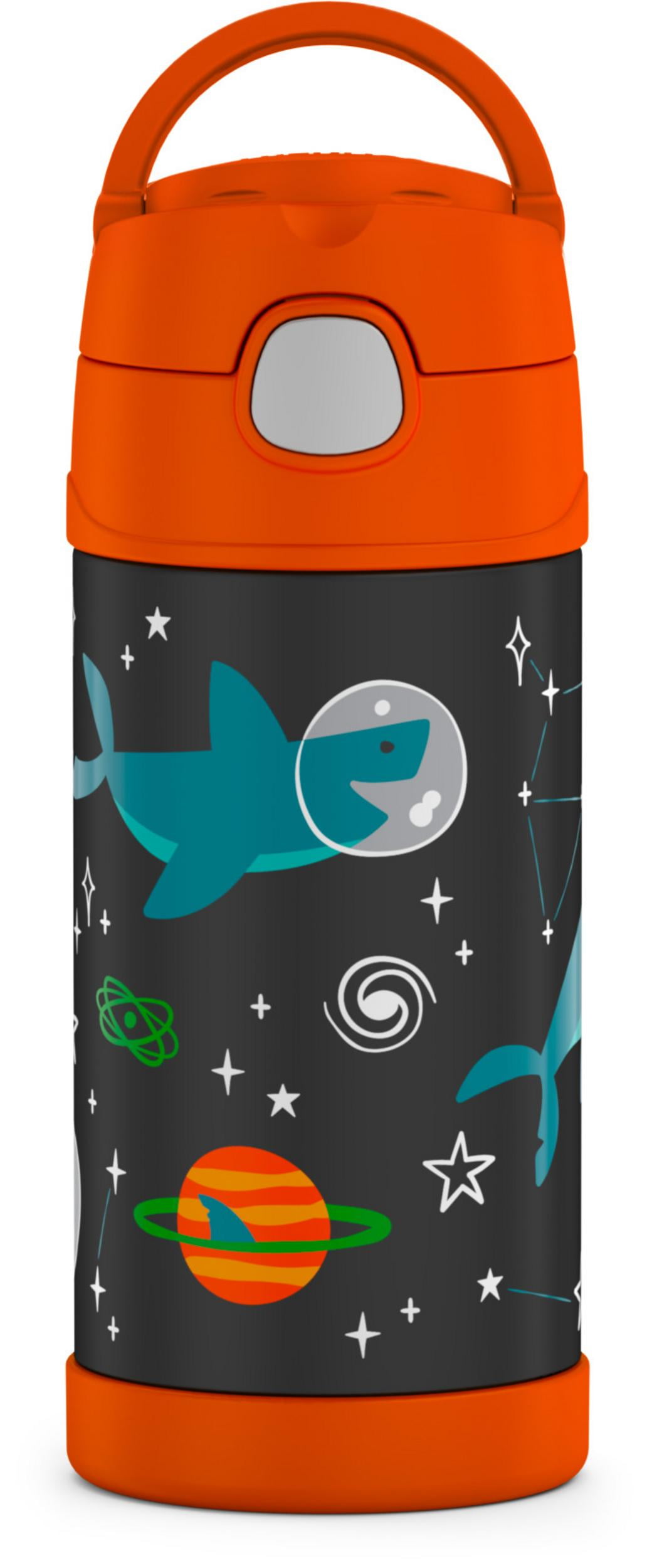 Thermos Kids Stainless Steel Vacuum Insulated Funtainer Straw Bottle, Space Party, 12oz