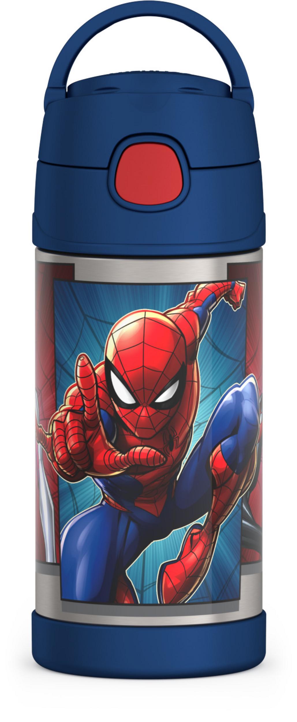 Thermos Stainless Steel Funtainer Water Bottle With Straw Spiderman 
