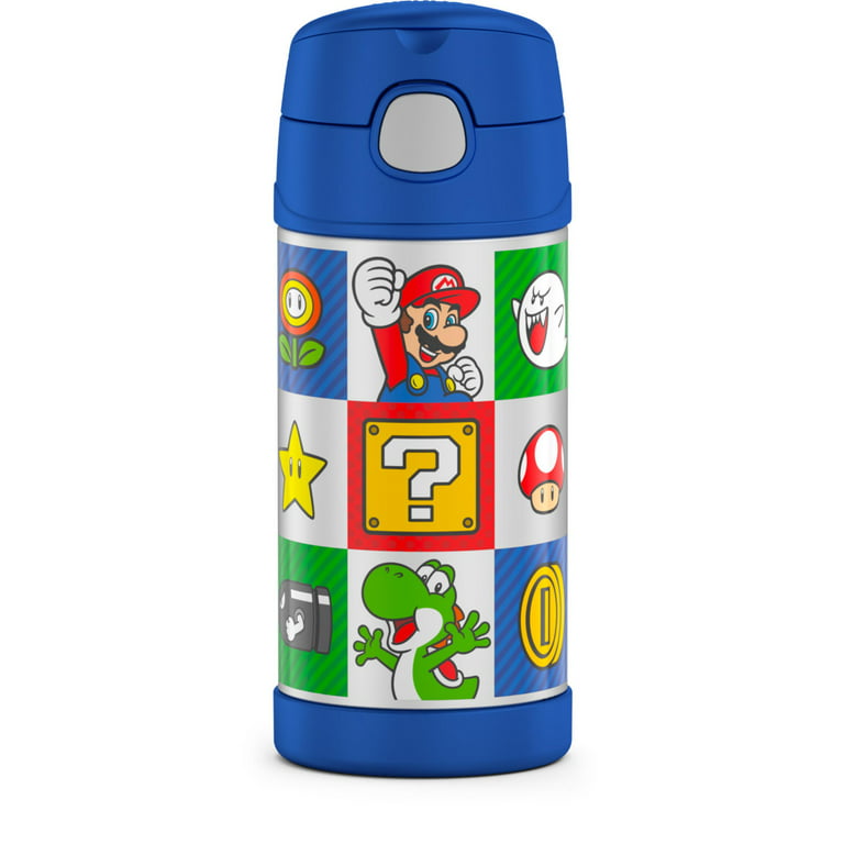 Thermos Kids Stainless Steel Vacuum Insulated Funtainer Straw Water Bottle, Super  Mario Brothers, 12 Fluid Ounces 