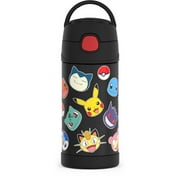 Thermos Kids Stainless Steel Vacuum Insulated Funtainer Straw Water Bottle, Pokemon, 12 Fluid Ounces