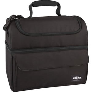 Lonchera térmica con múltiples bolsillos, negra