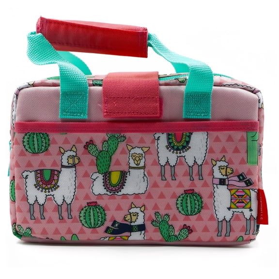 Thermos Llamas Insulated Lunch Kit, 6-3/16"H x 9-1/4"W x 5"D, Pink/Seafoam
