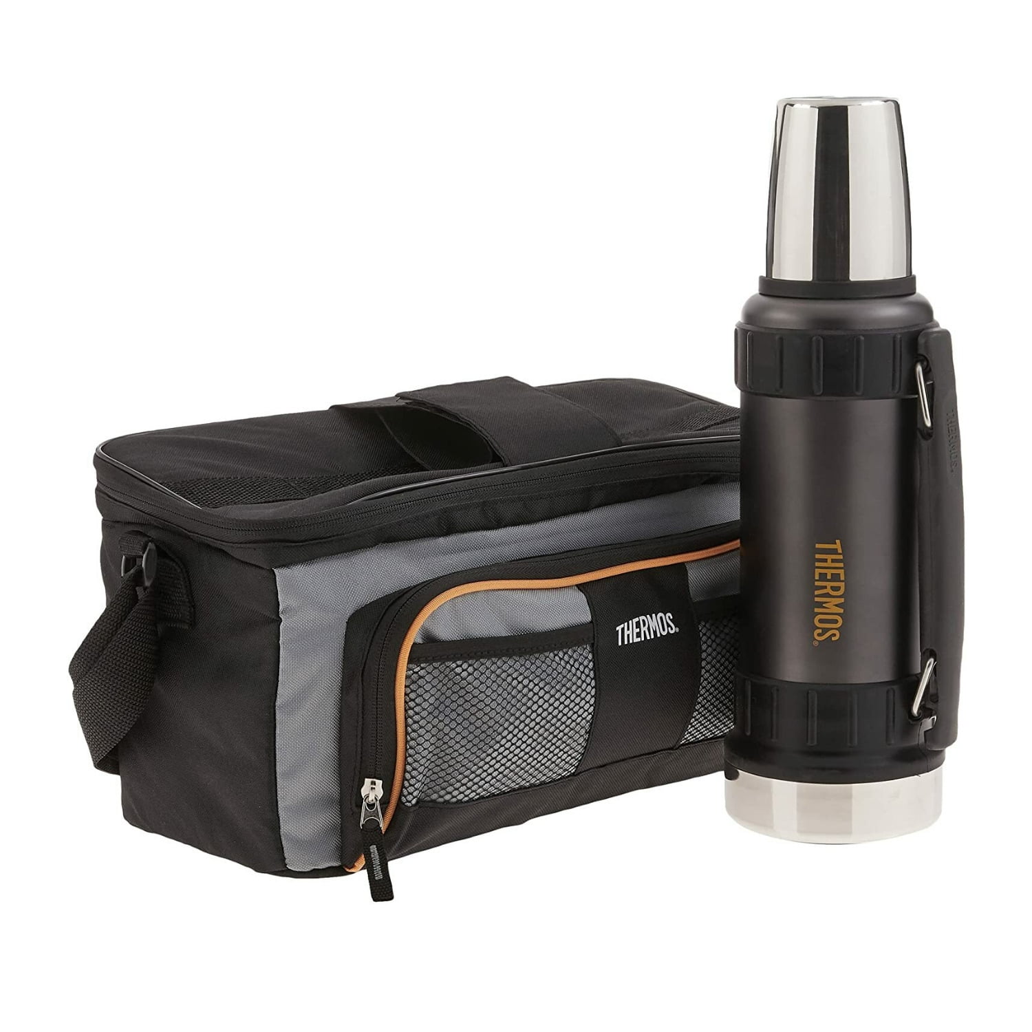 Thermos Lunch Lugger Cooler and Beverage Bottle Combination Set (Gray