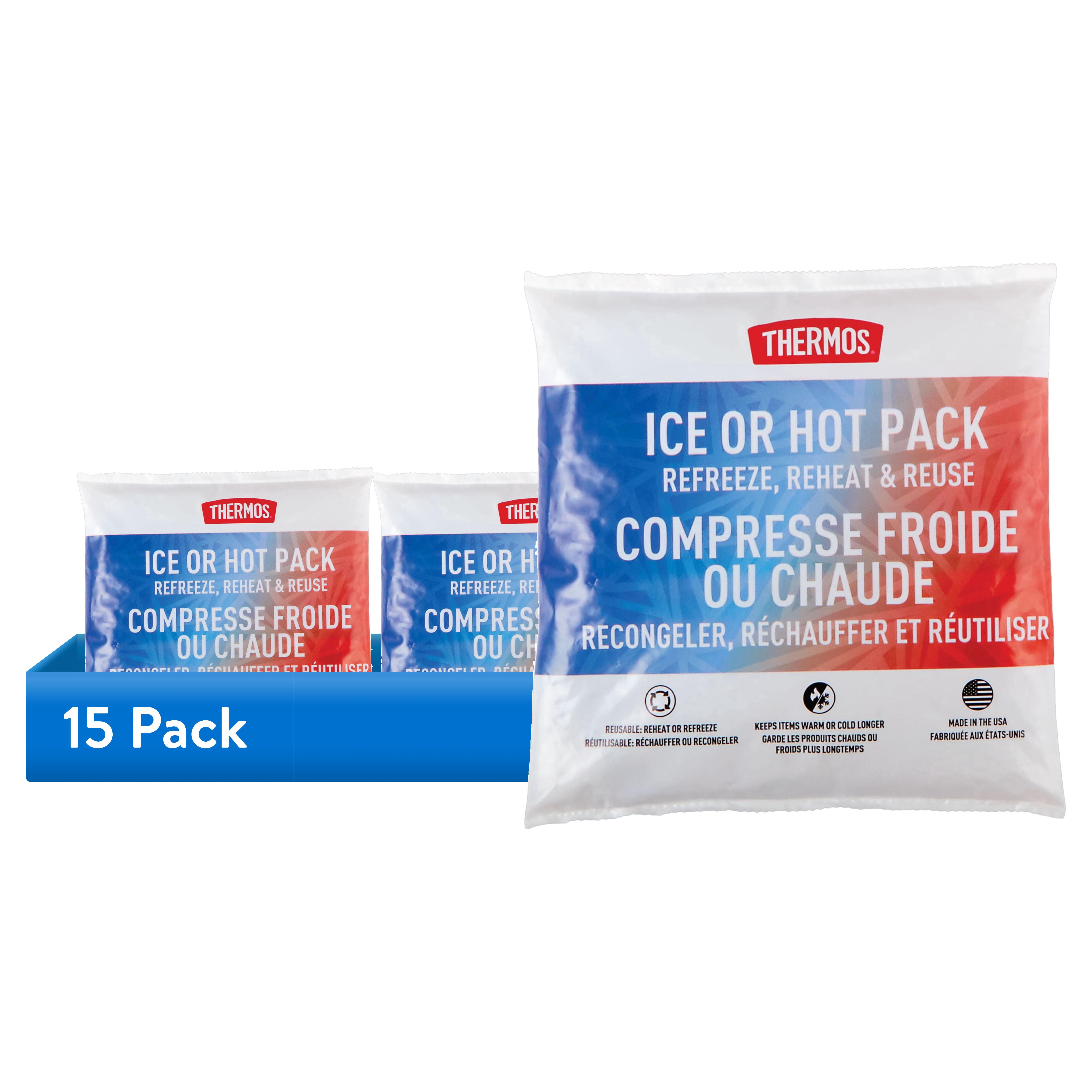 (15 pack) Thermos Reusable Small Hot and Cold Pack, Ideal for Lunches and Commutes