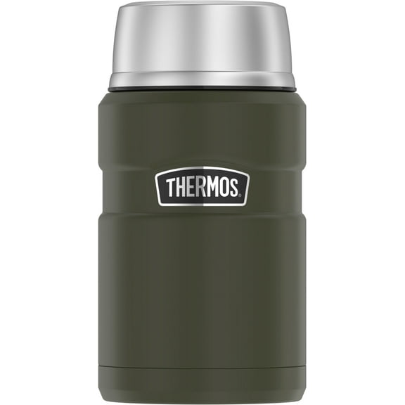Thermos Stainless King Vacuum Insulated Food Jar with Folding Spoon, Army Green, 24oz