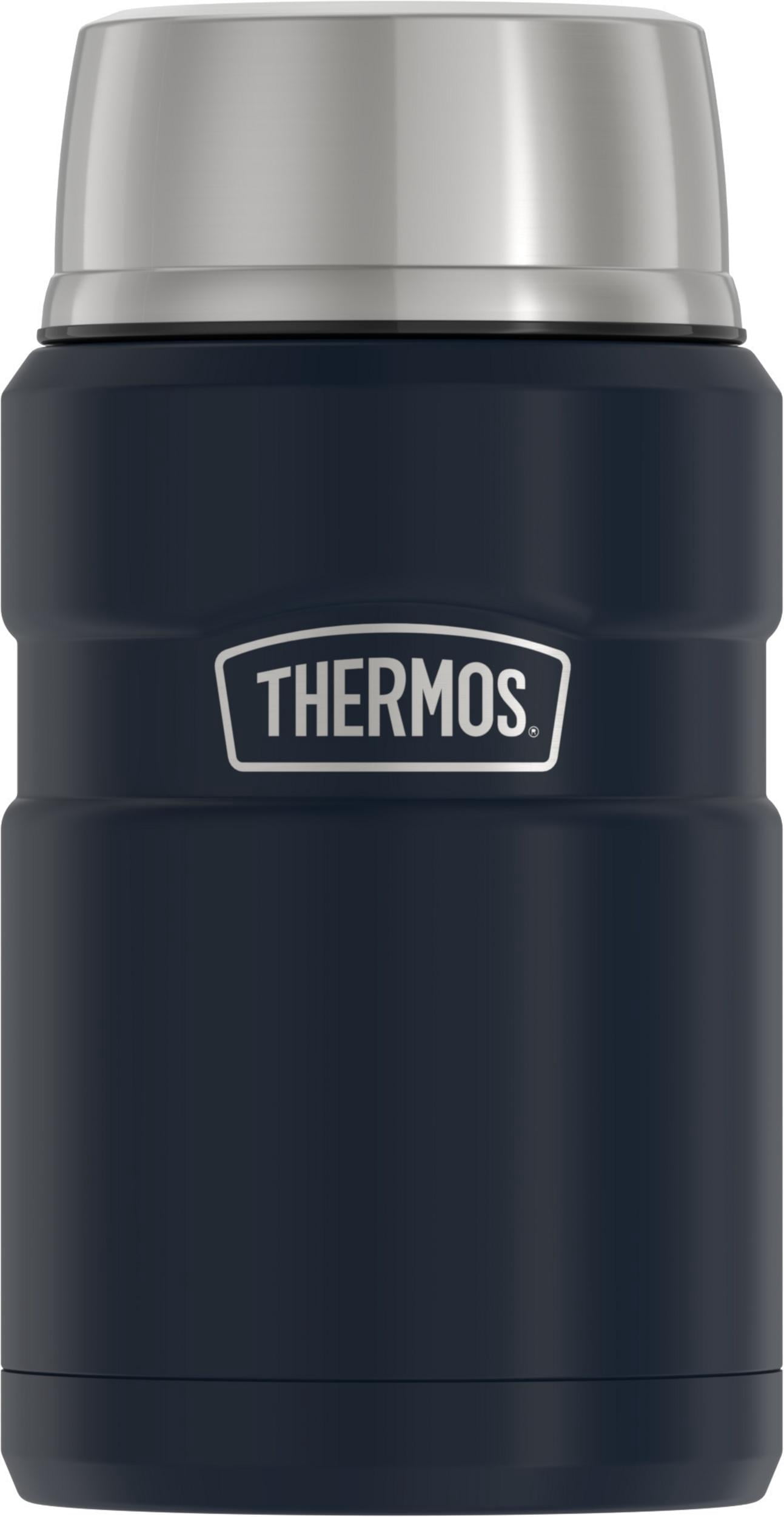 Thermos Stainless King Vacuum Insulated Food Jar with Folding Spoon, Midnight Blue, 24oz