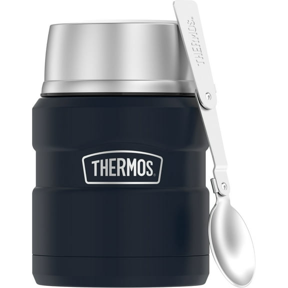 Thermos Stainless King Vacuum Insulated Food Jar with Folding Spoon, Matte Midnight Blue, 16oz