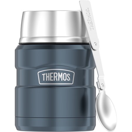 Thermos Stainless King Vacuum Insulated Food Jar with Folding Spoon, Slate, 16oz