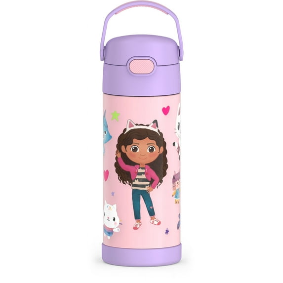 Thermos Stainless Steel FUNtainer Bottle with Straw, Gabby's Dollhouse, 14 oz
