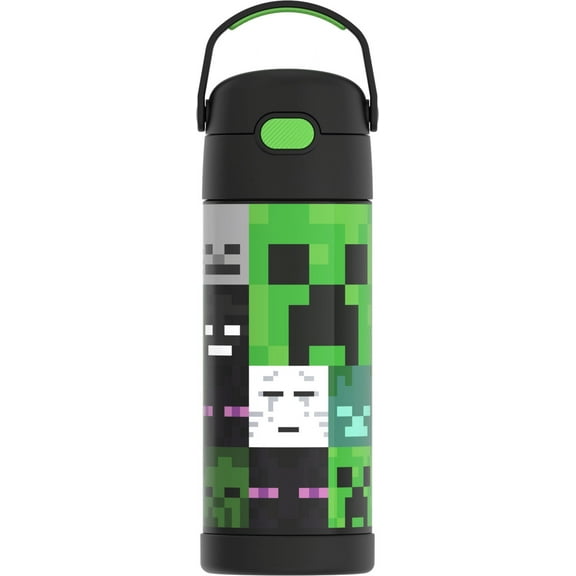 Thermos Stainless Steel Funtainer Bottle with Straw, Minecraft, 14 oz