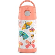 Thermos Stainless Steel Funtainer Water Bottle with Straw, Butterfly, 12 Fluid Ounces