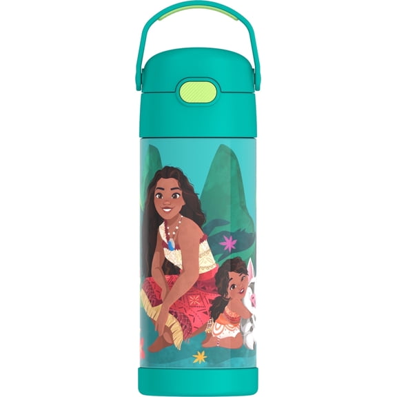 Thermos Kids Stainless Steel Funtainer Water Bottle with Straw, Leak-Proof, Dishwasher Safe, Moana 14 oz
