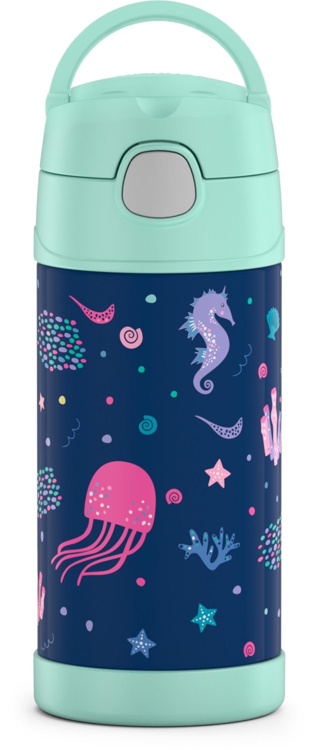 Thermos Stainless Steel Funtainer Water Bottle with Straw, Sealife, 12 Fluid Ounces