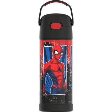 Thermos Stainless Steel Funtainer Water Bottle with Straw, Spiderman, 14 Fluid Ounces