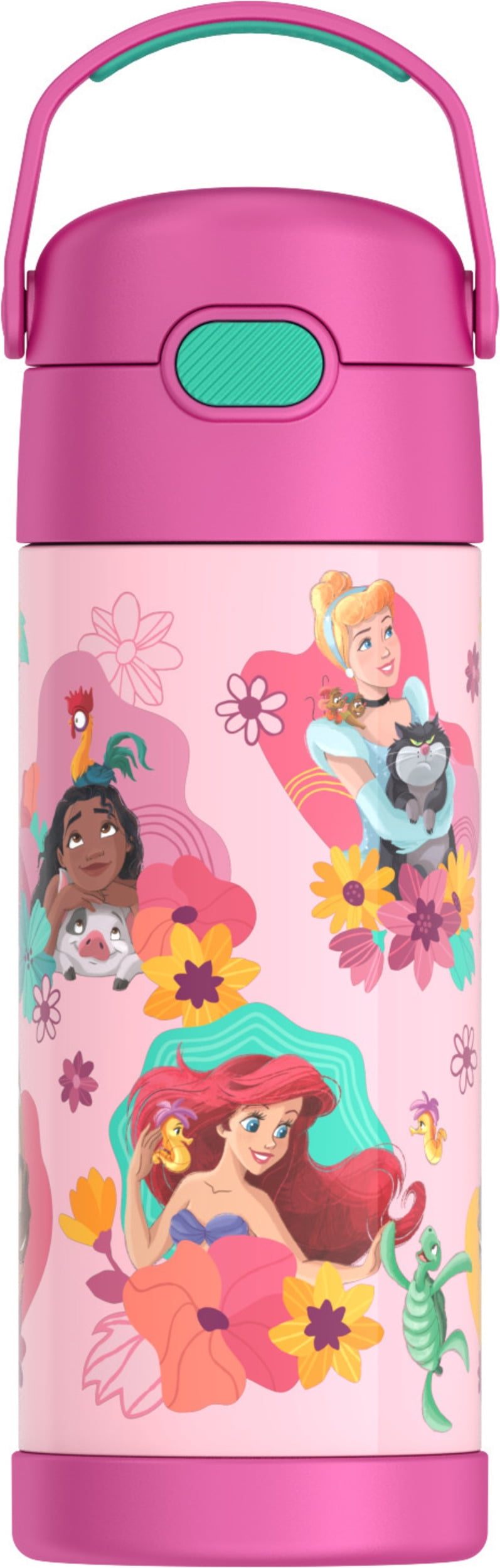 Thermos FUNtainer Vacuum Insulated Stainless Steel Bottle with Covered Straw, Princess, 14oz for Kids