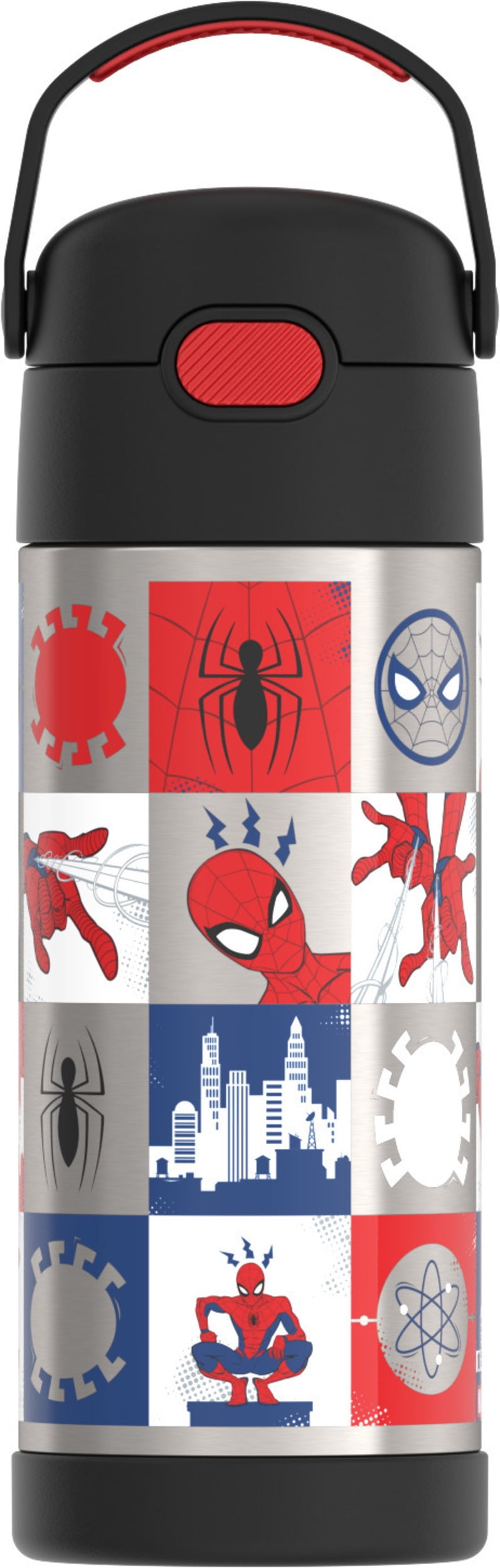 Thermos Funtainer Stainless Steel Vacuum Insulated Bottle with Covered Straw for Kids, Spiderman, 14oz