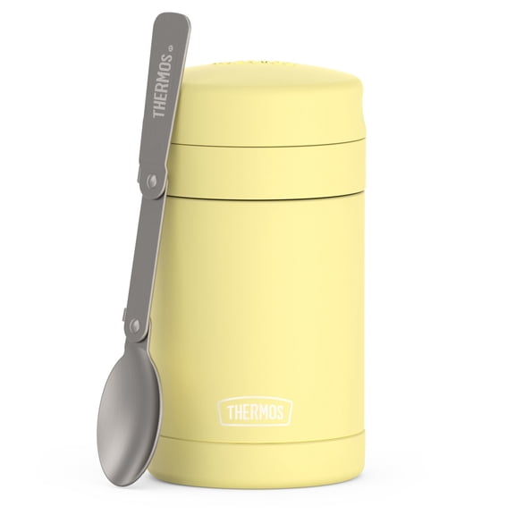 Thermos Vaccum Insulated Stainless Steel Food Jar with Spoon, 16oz, Yellow, Ideal Use for Workday Meals and Travel, Made for Portable Food Storage, Dishwasher Safe, For Hot and Cold Food