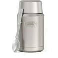 thumbnail image 1 of Thermos Vacuum Insulated Food Jar w/ Folding Spoon, 24oz, Matte Stainless, Well Suited to Hot or Cold Meals Away from Home, Made for Portable Food Storage, 1 of 10