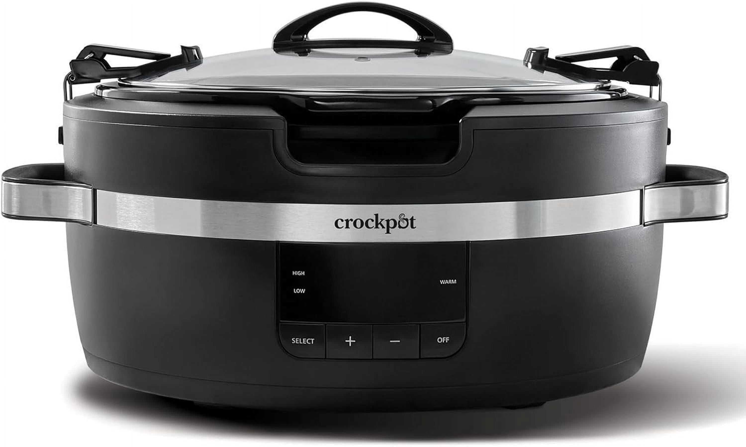 Thermoshield Slow Cooker with Easy Carry Handles | 6 Quart Manual Slow Cooker, Black - Walmart.com