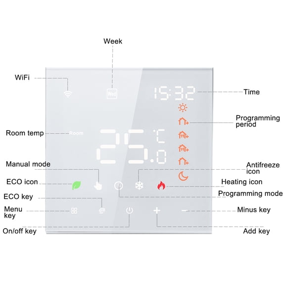 Thermostat,16a Lcd Display Wifi Voice 16a Room Wifi Voice 16a Lcd Underfloor Temperature Wall Compatible Cousopo Maiju Mizuh 2
