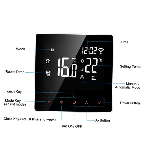 Thermostat,App Lcd Week Floor Temperature App Floor Office Screen Week Wi-fi Temperature Display Screen Office 16a With App Lcd Display Iuppa 6588 Lcd Screen Wi Fi Wi-fi Lcd Floor White