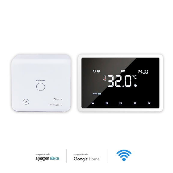 Thermostat,App Voice Compatible Boiler Temperature 100-240v Wall-mounted Style App Receiver Wall-mounted Style Voice Compatible With Wi-fi With With Receiver Receiver Wall-mounted
